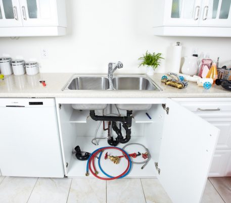 Kitchen sink pipes and drain — Blocked Drain Services In Southport, QLD